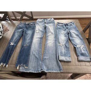 Flying Monkey Size 25 Lot Bundle of 3 Pairs Jeans High Rise Crop Straight Flare